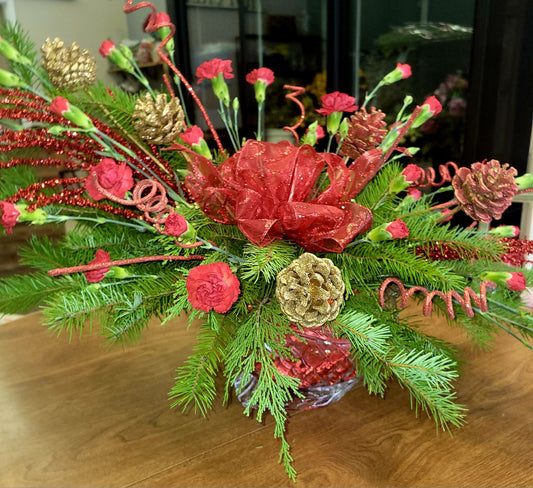 6019 - Crystal Sleigh and Floral Arrangement